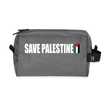 SAVE PALESTINE - Recycled Toiletry Zip Bag - anthracite - Front