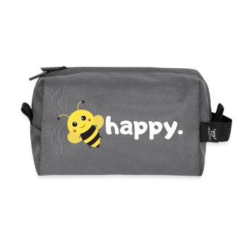 Abeille heureuse. Sois heureux. |conception d’abeille de jeu de mots drôle| - Trousse de toilette en tissu recyclé - anthracite - Devant