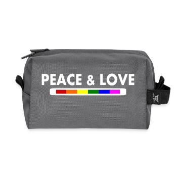 Peace and love - Recycled Toiletry Zip Bag - anthracite - Front