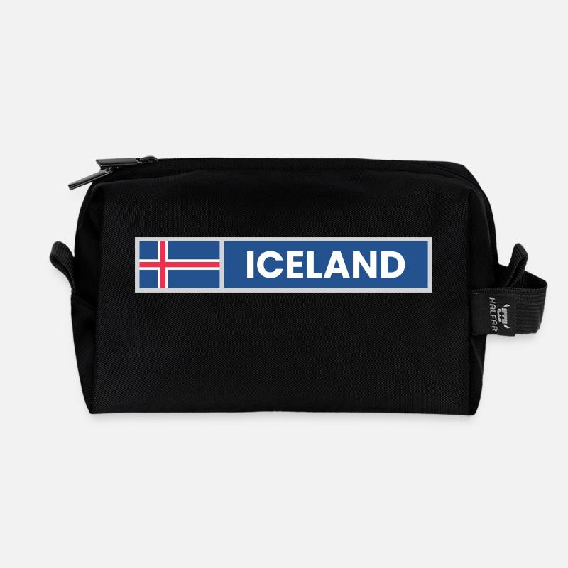 Iceland National Flag - Recycled Toiletry Zip Bag - black