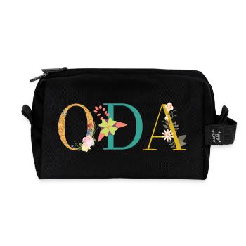 ODA name decorated with flowers - Recycled Toiletry Zip Bag - black - Front
