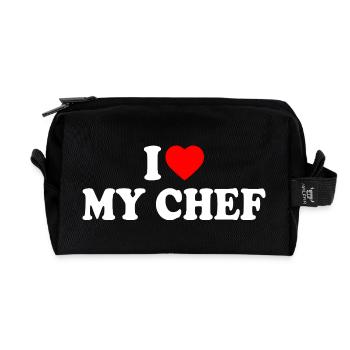 I love my chef - Recycled Toiletry Zip Bag - black - Front