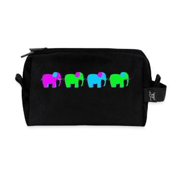 four colorful elephants - Recycled Toiletry Zip Bag - black - Front