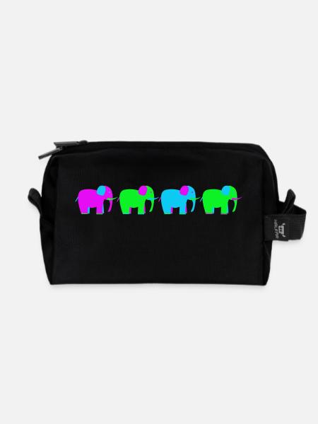 vier bunte Elefanten - Recycelte Kulturtasche - Schwarz