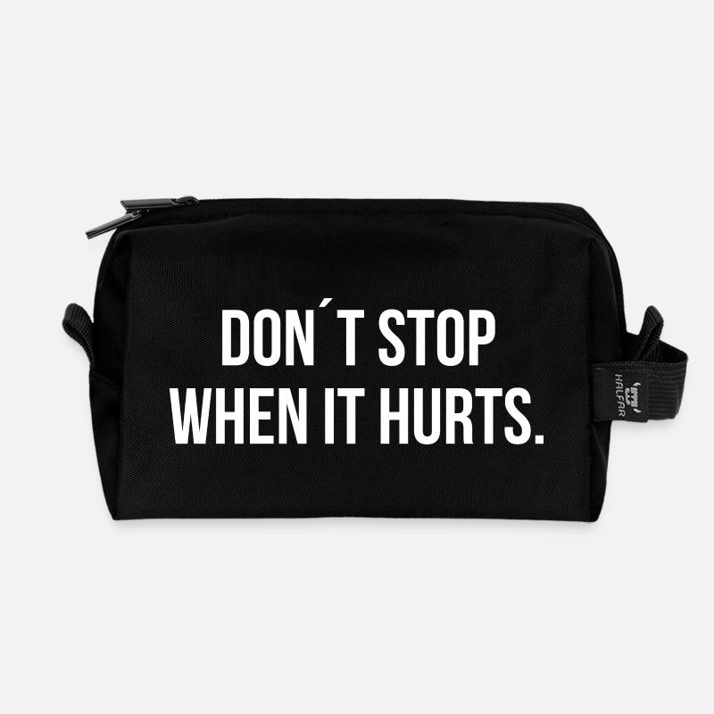 DON ́T STOP WHEN IT HURTS. | Greyline Official - Recycled Toiletry Zip Bag - black