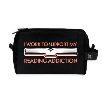 I Work To Support My Reading Addiction Books Logo - Recycled Toiletry Zip Bag - black - Front
