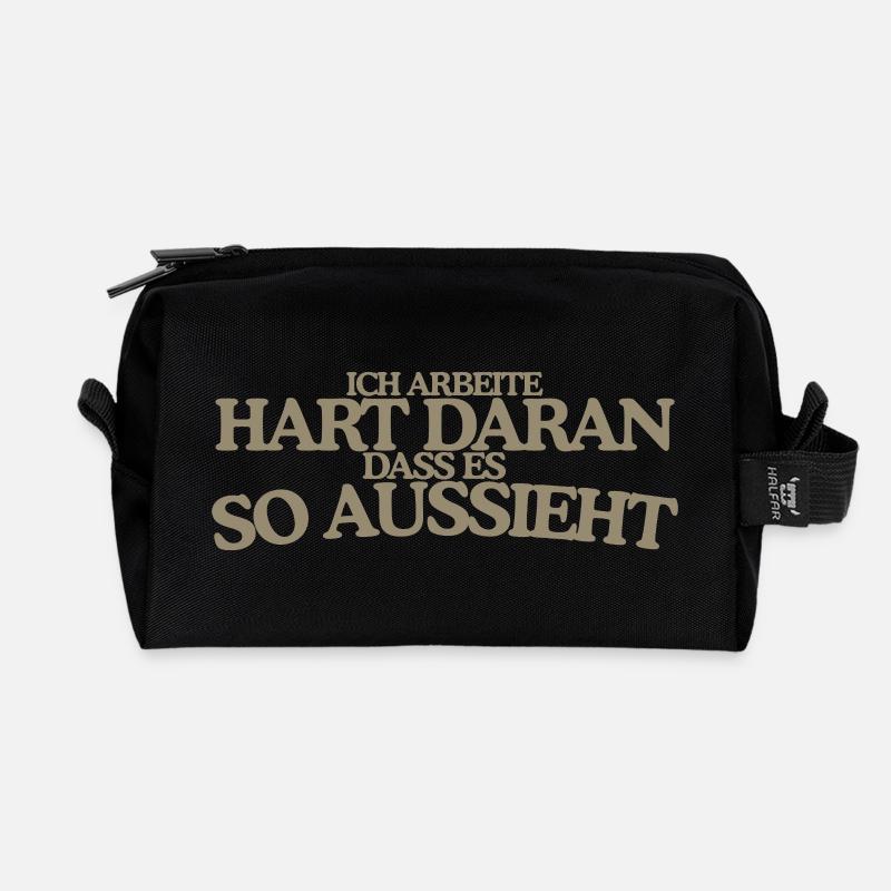 Ich arbeite hart daran Retro Spruch Lustig - Recycelte Kulturtasche - Schwarz