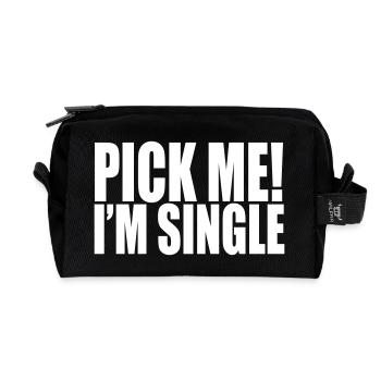pick me i'm single - Recycelte Kulturtasche - Schwarz - Vorne