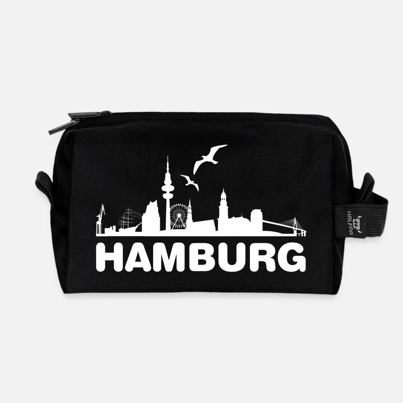 Hamburg Skyline Silhouette - Recycelte Kulturtasche - Schwarz