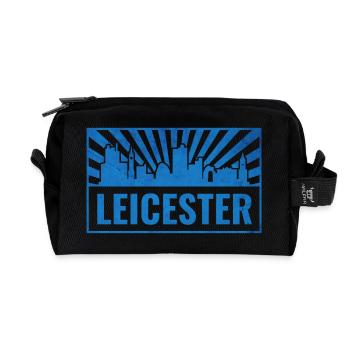 Leicester Skyline Blau Strahlen - Recycelte Kulturtasche - Schwarz - Vorne