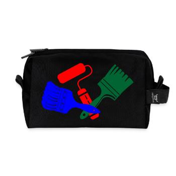 Pinceaux et rouleau de peinture en bleu rouge vert logo - Trousse de toilette en tissu recyclé - noir - Devant