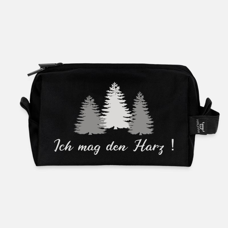 Ich mag den Harz -Tannen - Recycelte Kulturtasche - Schwarz