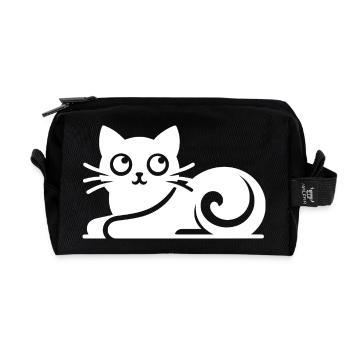 Abstract Cat Drawing - Recycled Toiletry Zip Bag - black - Front