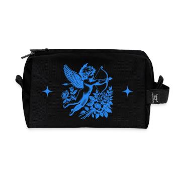Blue Flower Cupid - Recycled Toiletry Zip Bag - black - Front