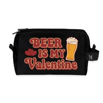 Beer Is My Valentine – Retro Bier Design - Recycelte Kulturtasche - Schwarz - Vorne