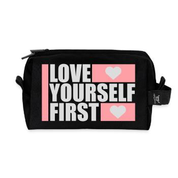 Love Yourself First Self-Love Self-Care - Recycled Toiletry Zip Bag - black - Front