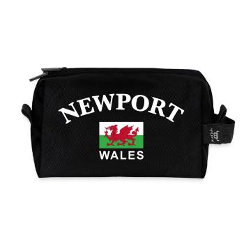 Newport, Wales - Recycled Toiletry Zip Bag - black - Front