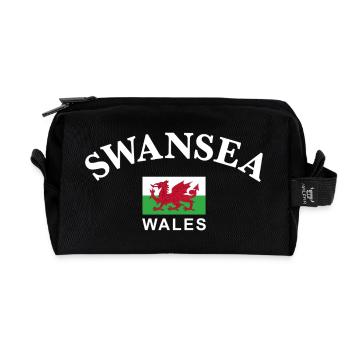 Swansea, Wales - Recycled Toiletry Zip Bag - black - Front