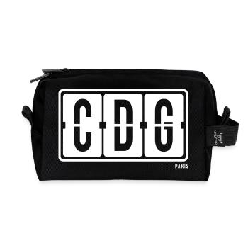 Paris CDG, City Souvenir Hoodie, Bottle, Beanie - Recycled Toiletry Zip Bag - black - Front
