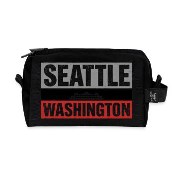 Souvenir de voyage vintage du ferry Washington à Seattle - Trousse de toilette en tissu recyclé - noir - Devant