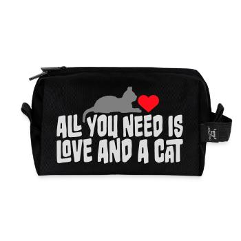 All You Need Is Love And A Cat Lustig Katze Spruch - Recycelte Kulturtasche - Schwarz - Vorne