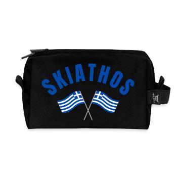 Skiathos kreuzte griechische Flaggen - Recycelte Kulturtasche - Schwarz - Vorne
