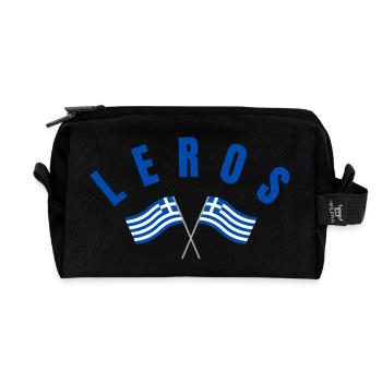 Leros: Griechische Flaggen - Recycelte Kulturtasche - Schwarz - Vorne