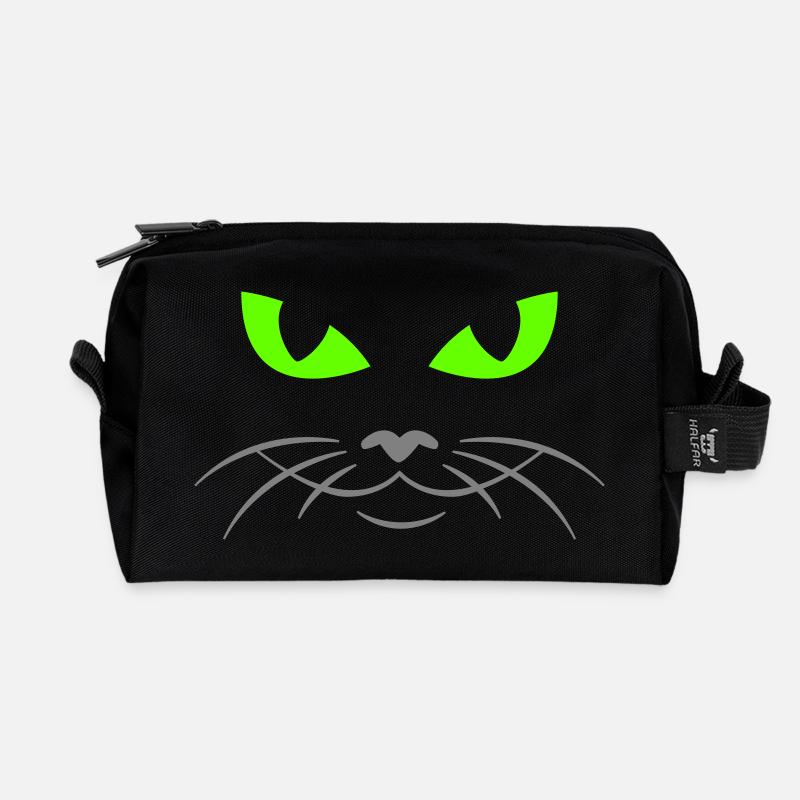 cat face - katzengesicht - Recycelte Kulturtasche - Schwarz