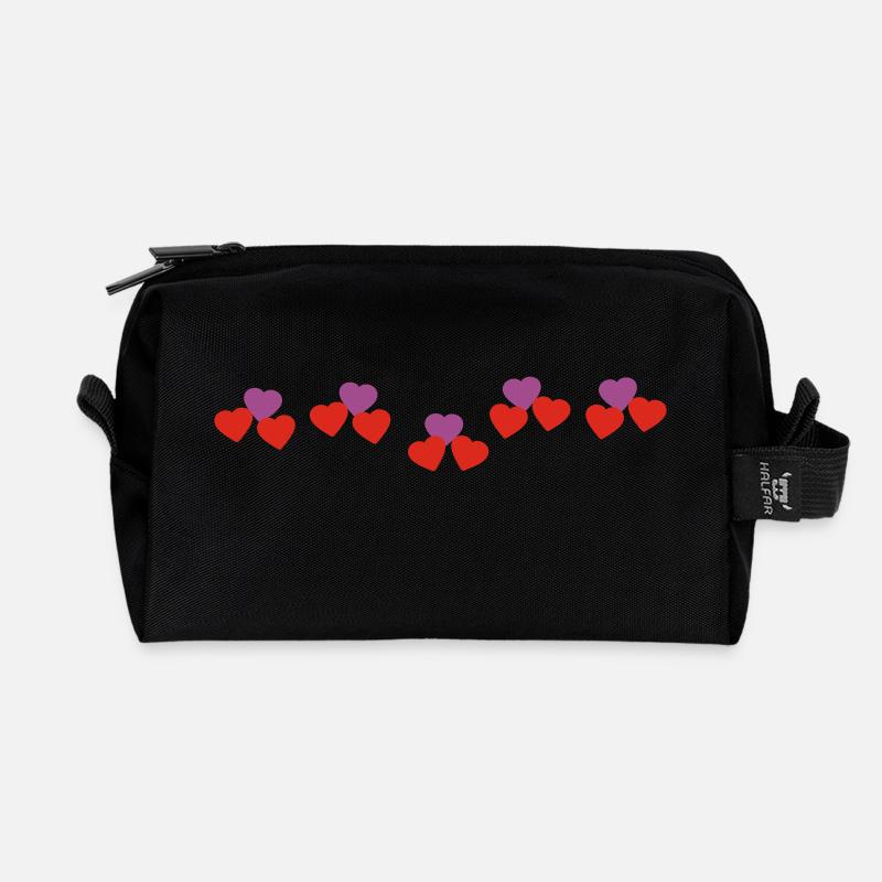 herzen - Recycelte Kulturtasche - Schwarz