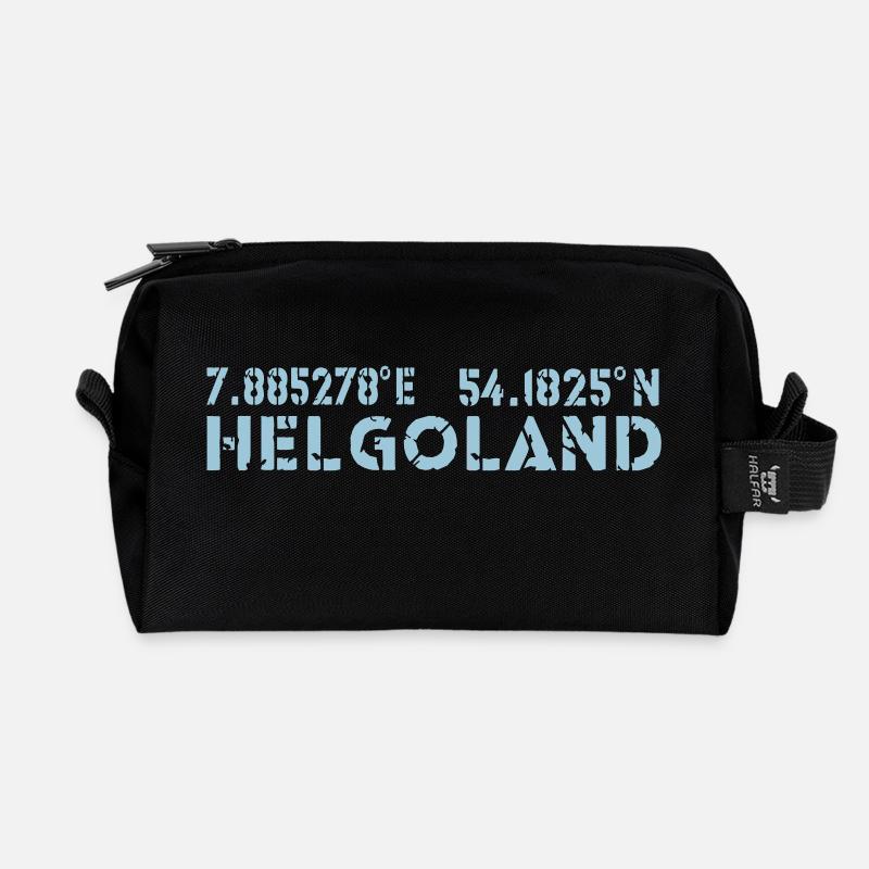 Helgoland Koordinaten - Recycelte Kulturtasche - Schwarz