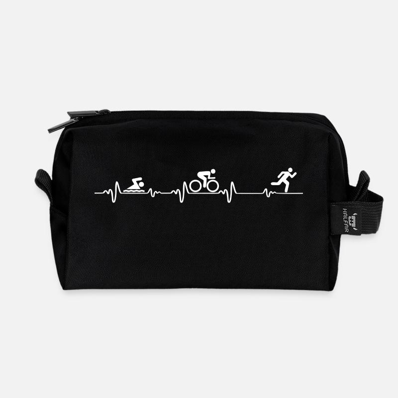 Triathlon Heartbeat - Recycelte Kulturtasche - Schwarz
