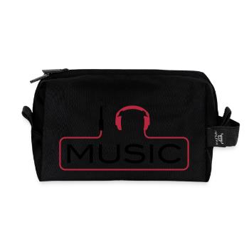 I love music J´aime Music Plug casque le son Bass - Trousse de toilette en tissu recyclé - noir - Devant