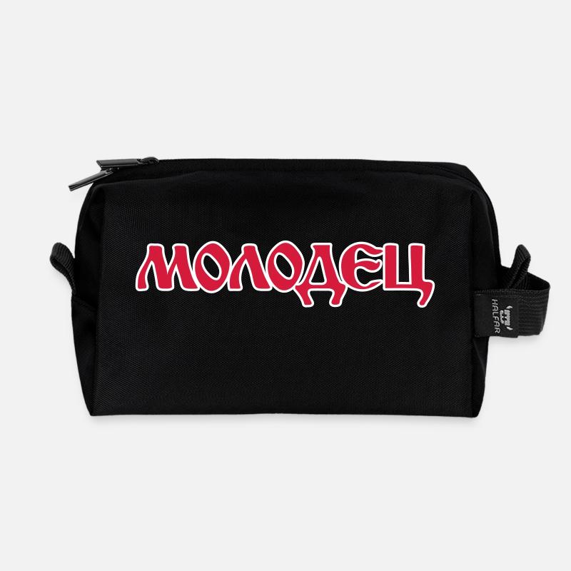 "Молодец" - "Molodez" Russische Sprüche - Recycelte Kulturtasche - Schwarz