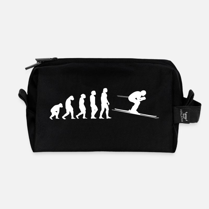 Skifahren Evolution - Recycelte Kulturtasche - Schwarz