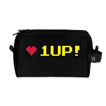 8-Bit 1UP - Recycled Toiletry Zip Bag - black - Front