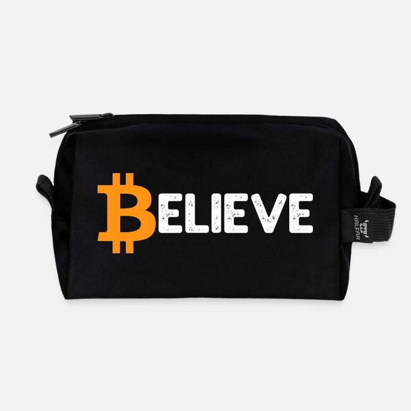 Bitcoin Logo Vintage Believe Crypto BTC Blockchain - Recycelte Kulturtasche - Schwarz