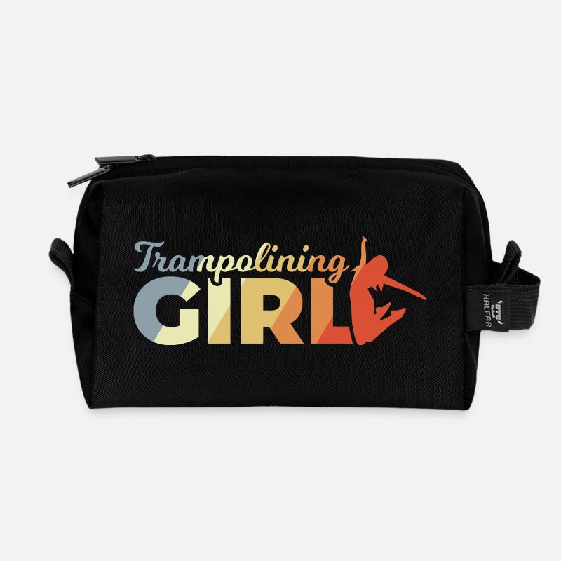Lustiges Trampolin Mädchen - Recycelte Kulturtasche - Schwarz