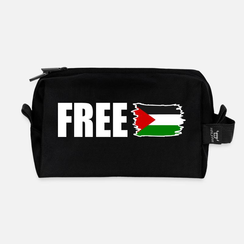 Free palestine - Recycled Toiletry Zip Bag - black