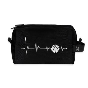 Heartbeat Pulse mit Basketball - Recycelte Kulturtasche - Schwarz - Vorne