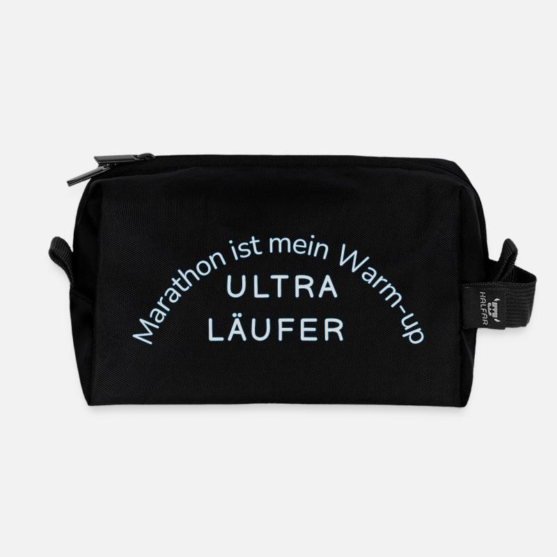 Ultramarathon Motif Statement Funny Uthra Runner - Recycled Toiletry Zip Bag - black