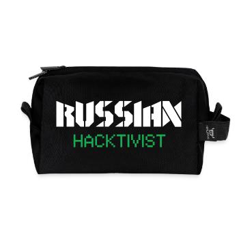 Russian Hacktivist Cyber Security Design - Recycled Toiletry Zip Bag - black - Front