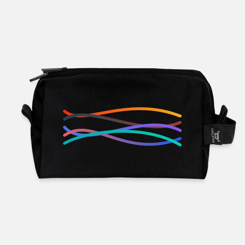 Bunte Wellengänge - Recycelte Kulturtasche - Schwarz
