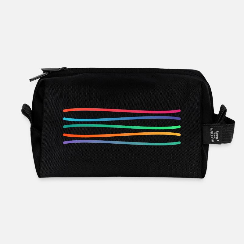 Regenbogen Linienkunst - Recycelte Kulturtasche - Schwarz