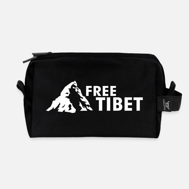 Free Tibet - Recycelte Kulturtasche - Schwarz