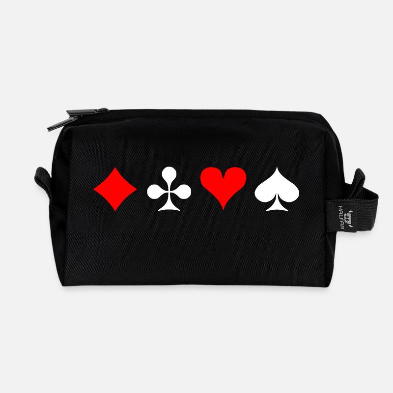 Karten Symbole - Karo Kreuz Herz Pik - Recycelte Kulturtasche - Schwarz