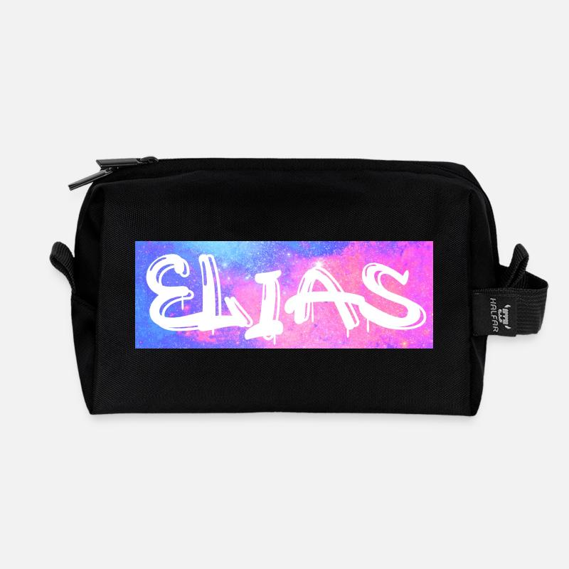 Elias Name Gift Idea Galaxy - Recycled Toiletry Zip Bag - black