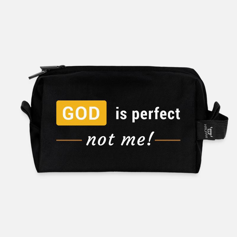 Gott ist vollkommen, nicht ich! - Recycelte Kulturtasche - Schwarz