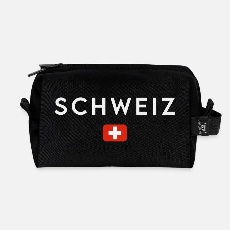 Flagge der Schweiz, Schweizer Stolz - Recycelte Kulturtasche - Schwarz