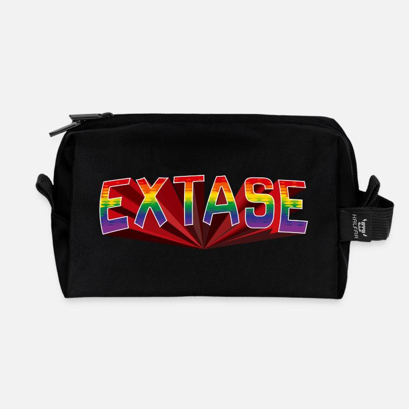 Ekstase Regenbogen Schrift - Recycelte Kulturtasche - Schwarz