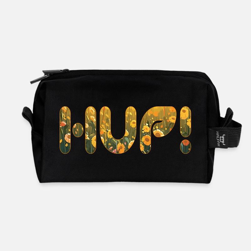 HUP dans le champ de fleurs - Trousse de toilette en tissu recyclé - noir